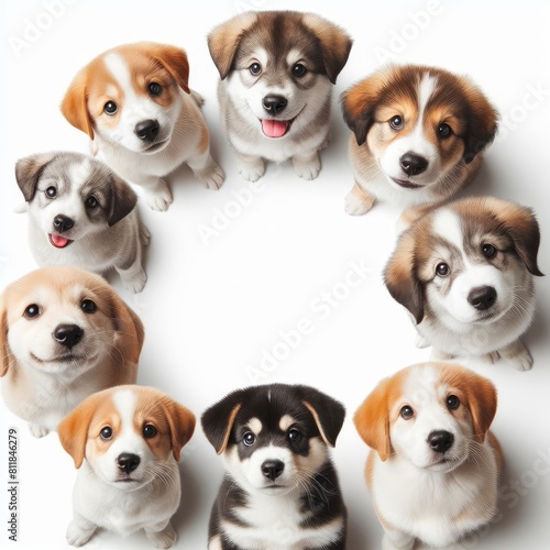 Many puppies looking up art attractive harmony has illustrative meaning card design illustrator