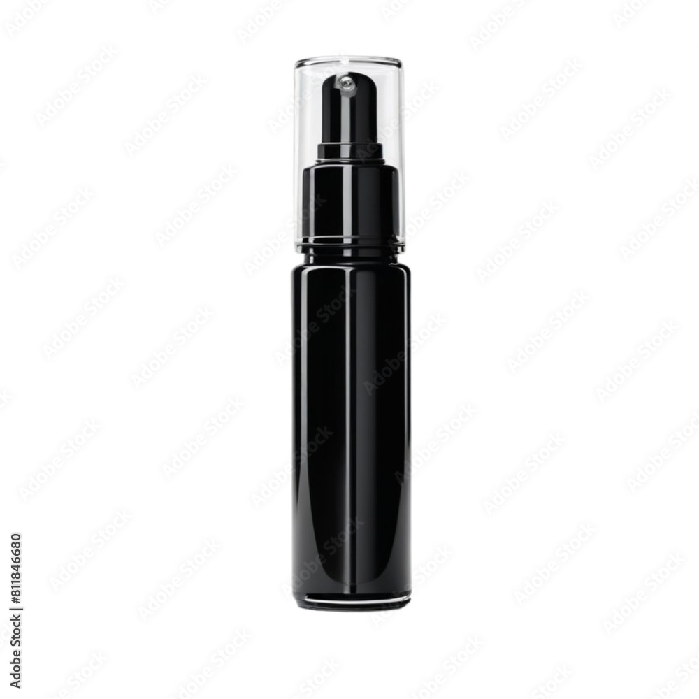 black serum bottle on Isolated transparent background png. generated with AI black serum bottle on Isolated transparent background png. generated with AI