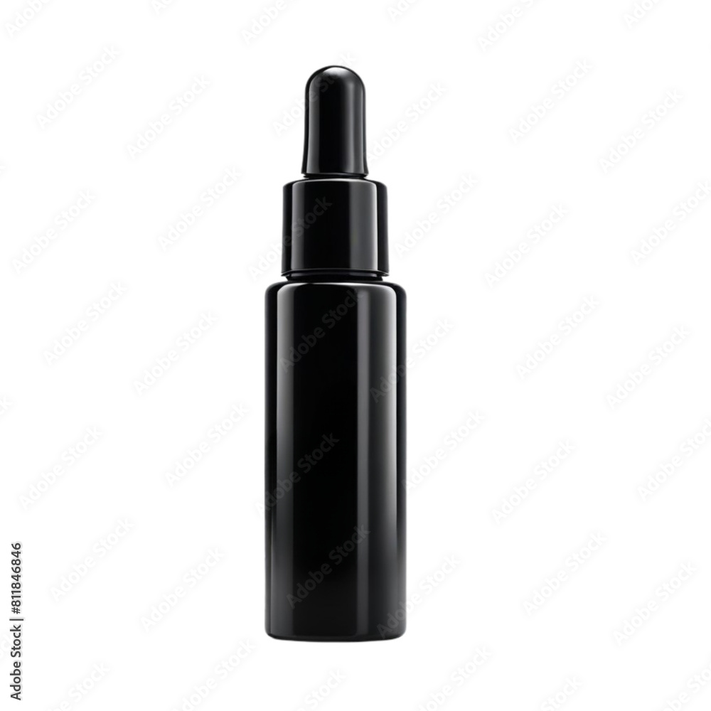 black serum bottle on Isolated transparent background png. generated with AI black serum bottle on Isolated transparent background png. generated with AI