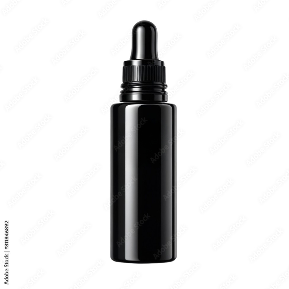 black serum bottle on Isolated transparent background png. generated with AI black serum bottle on Isolated transparent background png. generated with AI