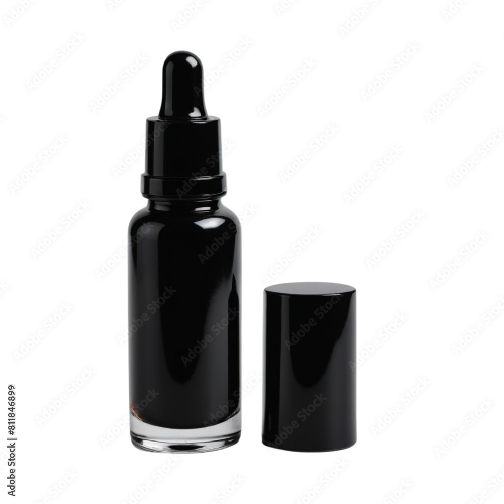 black serum bottle on Isolated transparent background png. generated with AI black serum bottle on Isolated transparent background png. generated with AI
