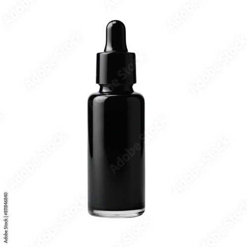 black serum bottle on Isolated transparent background png. generated with AI