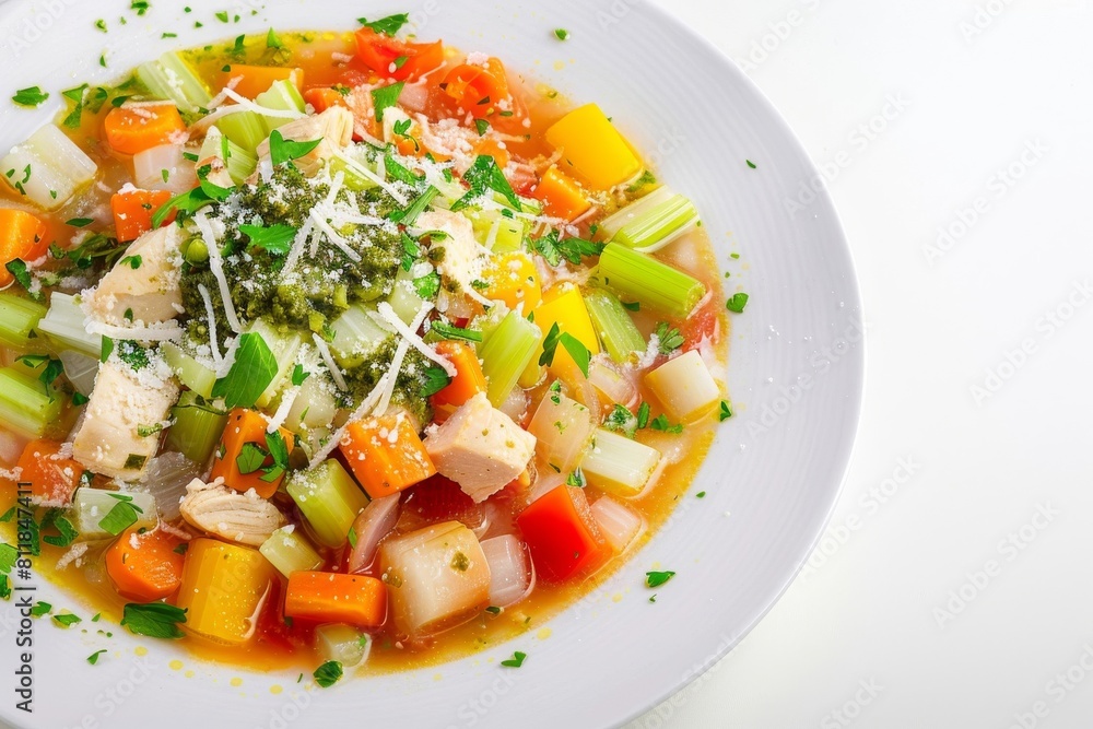 Homemade Chicken Minestrone Soup with Fresh Vegetables and Parmesan Homemade Chicken Minestrone Soup with Fresh Vegetables and Parmesan