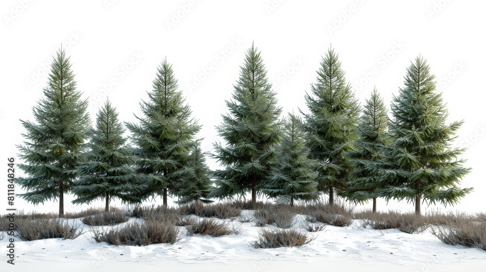 Illustration of green fir trees on a white background Illustration of green fir trees on a white background