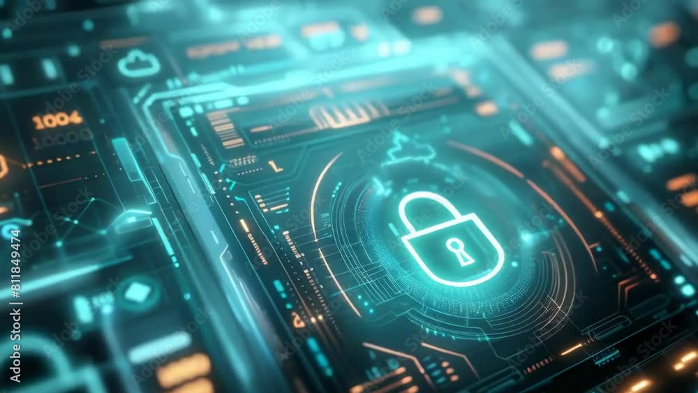 A highly detailed and visually engaging depiction of a cybersecurity network, featuring a digital lock symbol embedded within complex circuitry, representing data protection and technology security A highly detailed and visually engaging depiction of a cybersecurity network, featuring a digital lock symbol embedded within complex circuitry, representing data protection and technology security