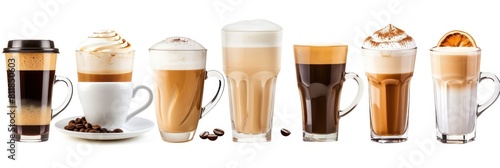 Wallpaper Mural Set types of coffee drinks isolated on white background Torontodigital.ca
