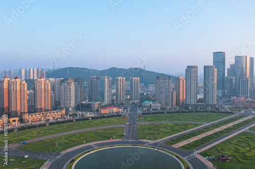 Aerial photography of Dalian Xinghai Square and surrounding buildings