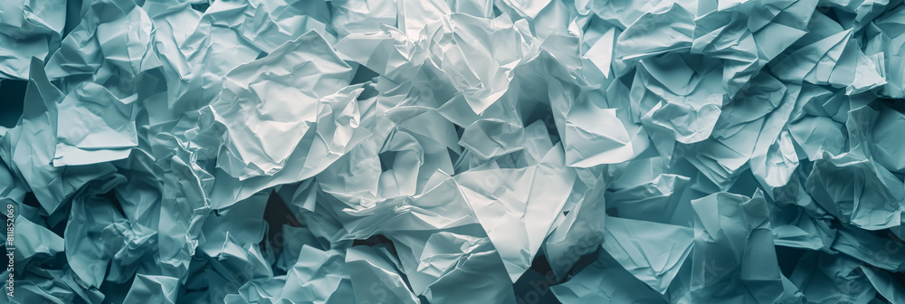Crumpled blue paper, creating an abstract texture of light and shadows. Crumpled blue paper, creating an abstract texture of light and shadows.