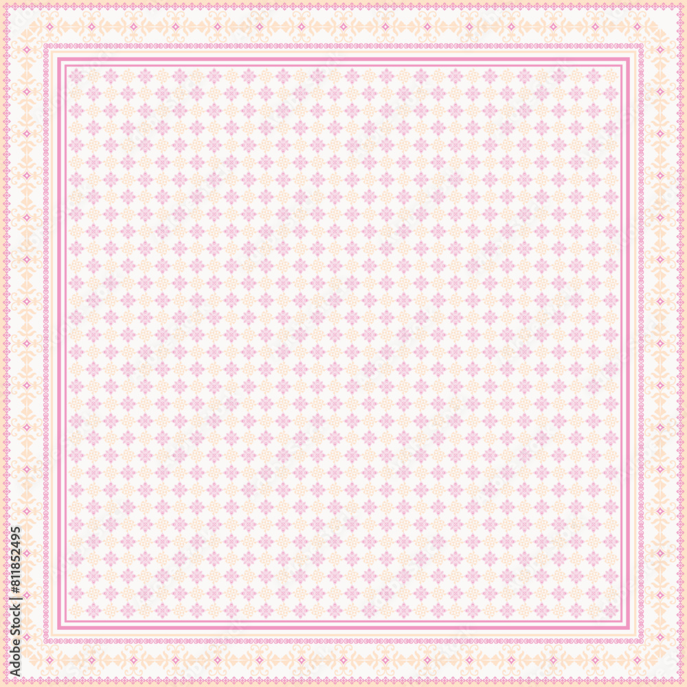 Hijab scarf flower abstract pattern.Ethnic geometric ornament with frame motif border hijab pattern.Design for fabric,print,scarves,shawl,kerchief,bandana,clothing,pareo,pillows,tablecloth,decoration. Hijab scarf flower abstract pattern.Ethnic geometric ornament with frame motif border hijab pattern.Design for fabric,print,scarves,shawl,kerchief,bandana,clothing,pareo,pillows,tablecloth,decoration.