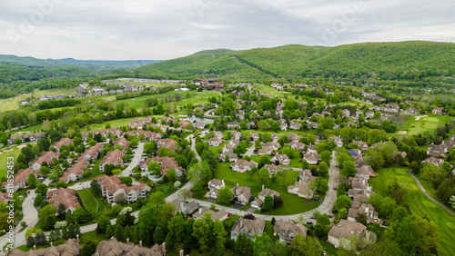 Aerial Drone of New Jersey Homes on a Mountain Hamburg