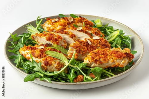 Enticing Almond Orange Crusted Chicken and Citrusy Arugula Salad