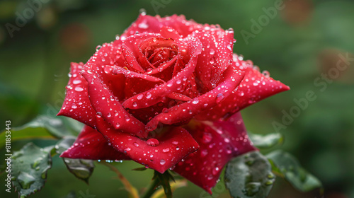 Beautiful rose flower with water drops closeup