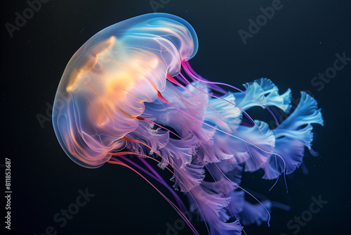jellyfish in the water, jellyfish organic shape font on black background