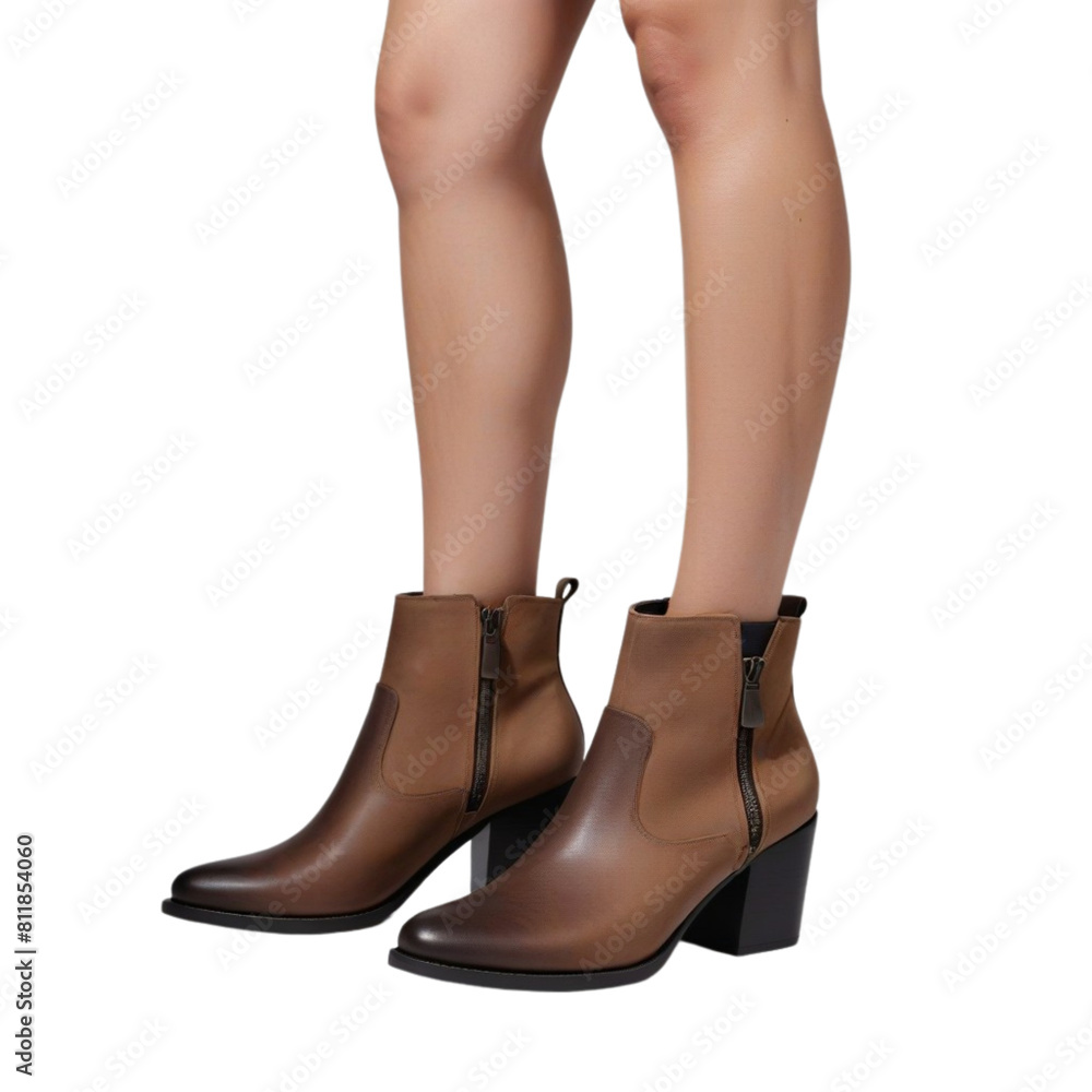 brown woman boots on Isolated transparent background png. generated with AI brown woman boots on Isolated transparent background png. generated with AI