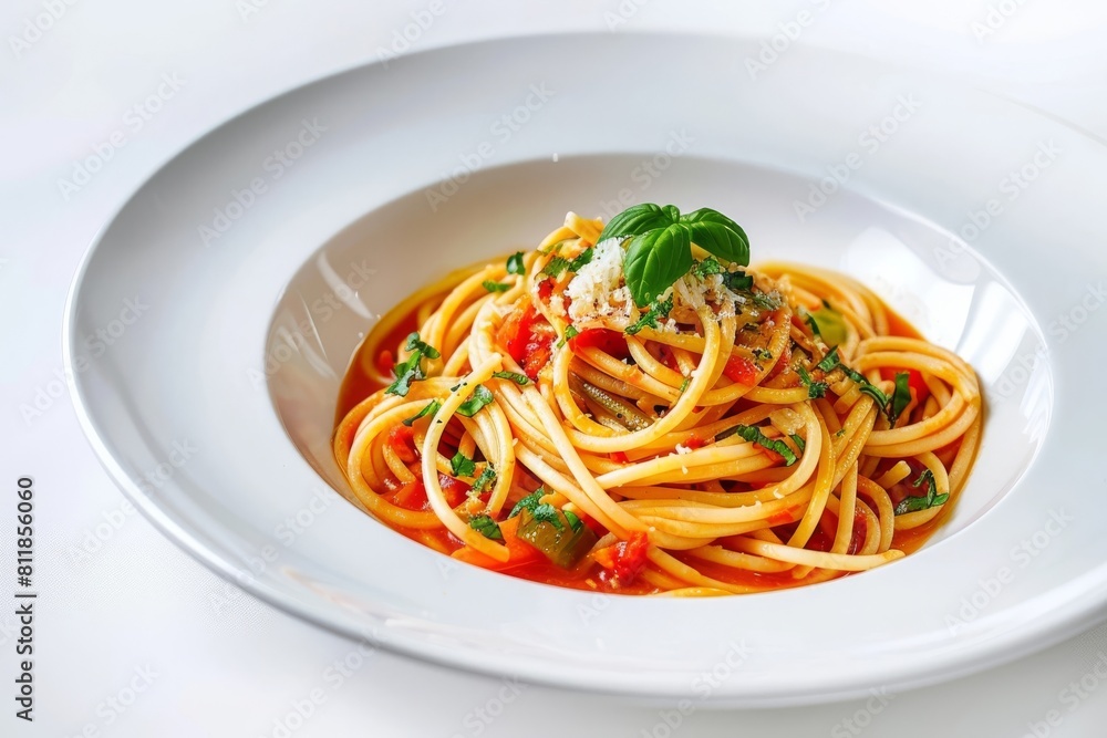 Alton - Red Sauce: Tomato Basil Pasta in Elegant White Bowl Alton - Red Sauce: Tomato Basil Pasta in Elegant White Bowl