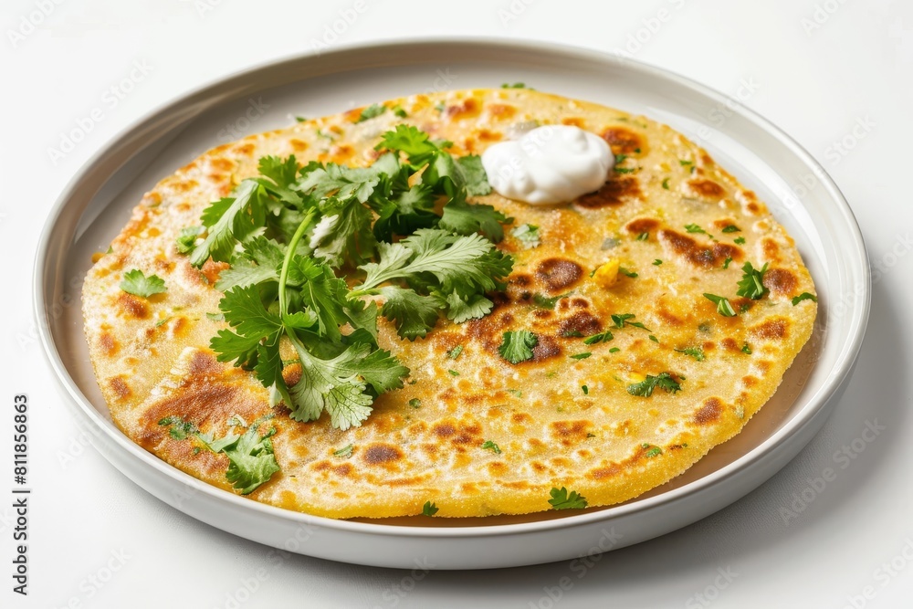 Scrumptious Aloo Paratha with Fresh Herbs and Fresh Cilantro