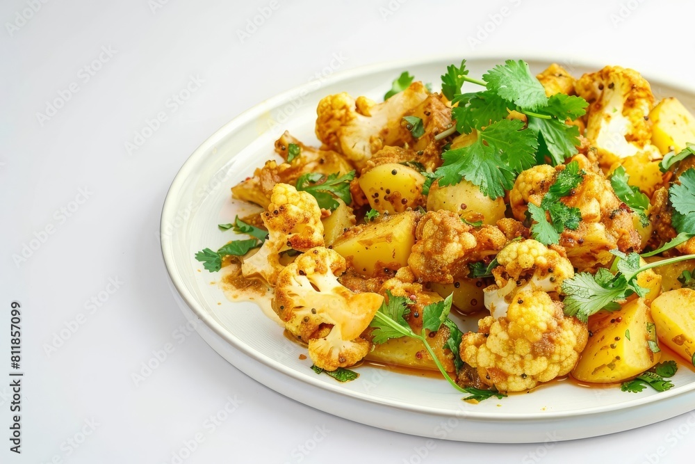 Aloo Gobi: Exotic Indian Dish with Golden-Brown Cauliflower and Tantalizing Spices Aloo Gobi: Exotic Indian Dish with Golden-Brown Cauliflower and Tantalizing Spices