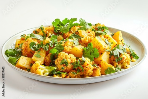 Aloo Gobi: Traditional Indian Cauliflower and Potato Dish with Exotic Flavors photo