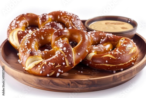 Mouthwatering Soft Pretzels with Fluffy Interior and Crispy Exterior on Rustic Board