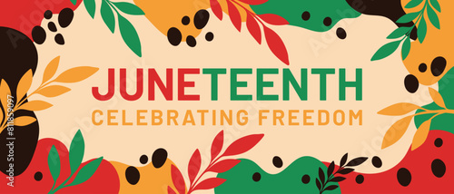Juneteenth Independence Day. Freedom or Emancipation day. Annual American holiday, celebrating freedom in June 19. African-American history and heritage.	