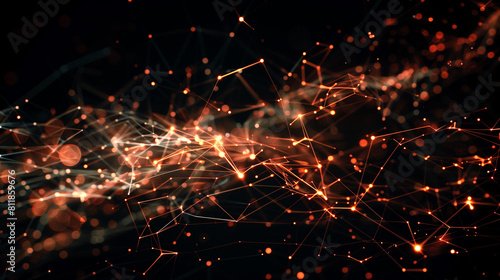 neon Background big data visualization futuristic technology motion waving dots texture with glowing