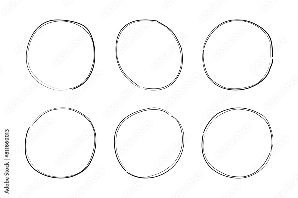 Hand Drawn Circle Double Thin Line Frame symbol visual illustration Set Hand Drawn Circle Double Thin Line Frame symbol visual illustration Set
