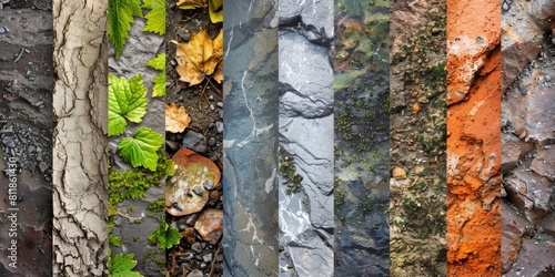 A collage of different natural Earth textures mixed in beautiful abstract background photo