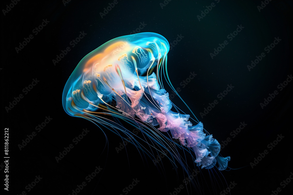 jellyfish organic shape font on black background