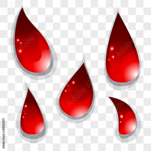 Red drops, blood, juice, wine, jam, liquid. Spray. World Donation Day. Eps 10