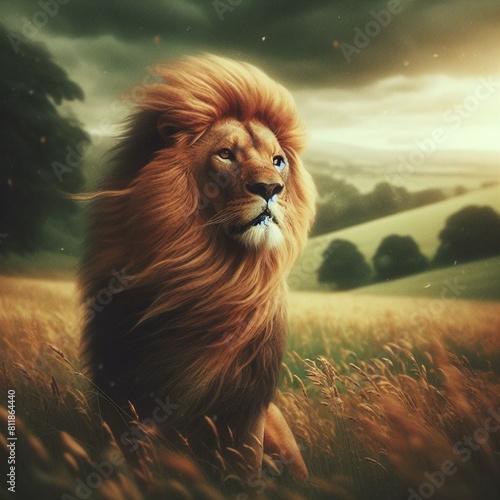 lion in the field