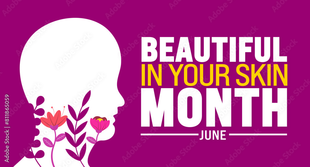 June is Beautiful in Your Skin Month background template. Holiday concept. use to background, banner, placard, card, and poster design template with text inscription and standard color. vector