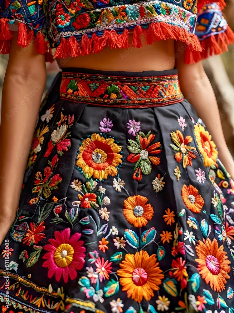 detailed embroidery of traditional mexican cinco de mayo festive costume detailed embroidery of traditional mexican cinco de mayo festive costume