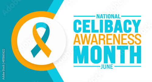 June is National Celibacy Awareness Month background template. Holiday concept. use to background, banner, placard, card, and poster design template with text inscription and standard color. vector