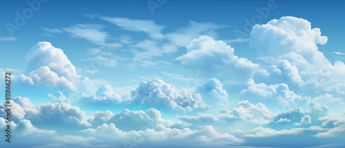 Expansive Blue Sky and Cumulus Clouds Wide Panorama