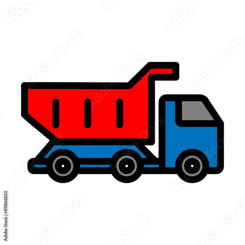Dump truck Line Filled Icon Design