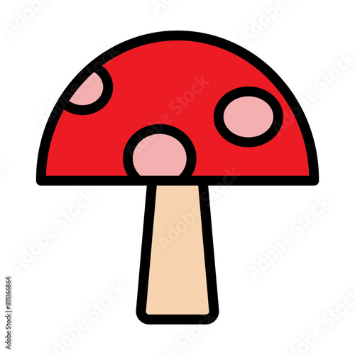 mushroom Line Filled Icon Design