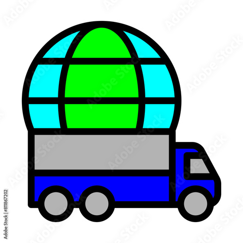Globe (for international delivery) Line Filled Icon Design