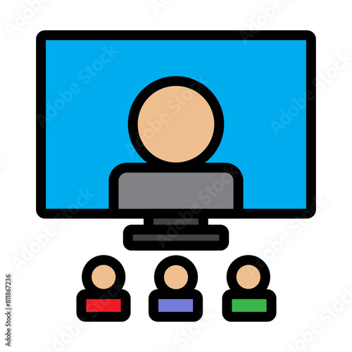 Webinar Line Filled Icon Design