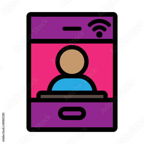 Online Lecture Line Filled Icon Design