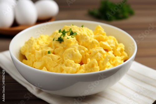 A bowl of scrambled eggs generative AI