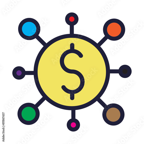 Crowdfunding Line Filled Icon Design