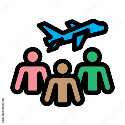 Group Travel Line Filled Icon Design
