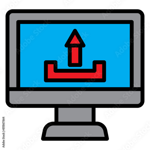Upload Line Filled Icon Design 