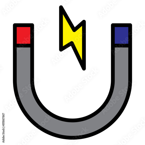 Magnet Line Filled Icon Design 