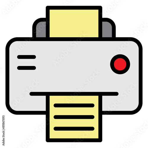 Printer Line Filled Icon Design 