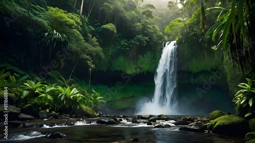 Journey Through Nature s Majesty  Exploring Spectacular Waterfalls in Lush Rainforests and Tranquil Streams  Immersed in the Serenity of Cascading Waters and Verdant Forests  Where Moss-Covered Rocks 