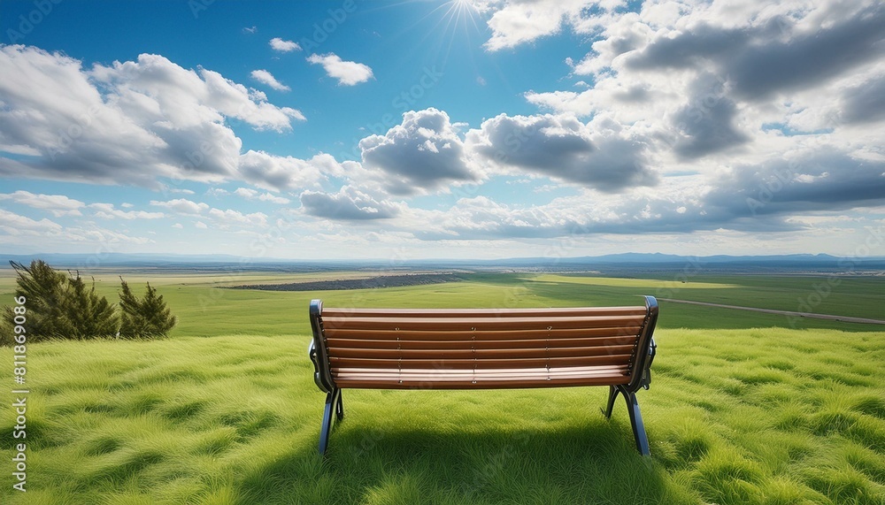 Scenic Serenity: Anime-Style View of Vast Grassland and Clouds Scenic Serenity: Anime-Style View of Vast Grassland and Clouds