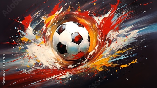 A football spinning  with a sense of speed and dynamism