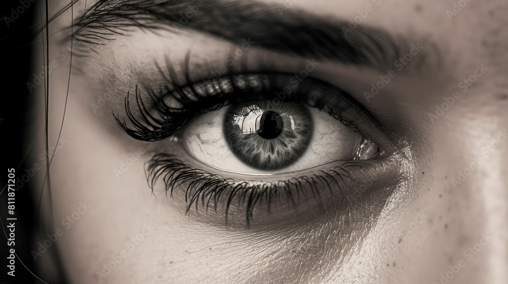 Obraz premium female eyes macro close-up, expressive, shallow depth of field