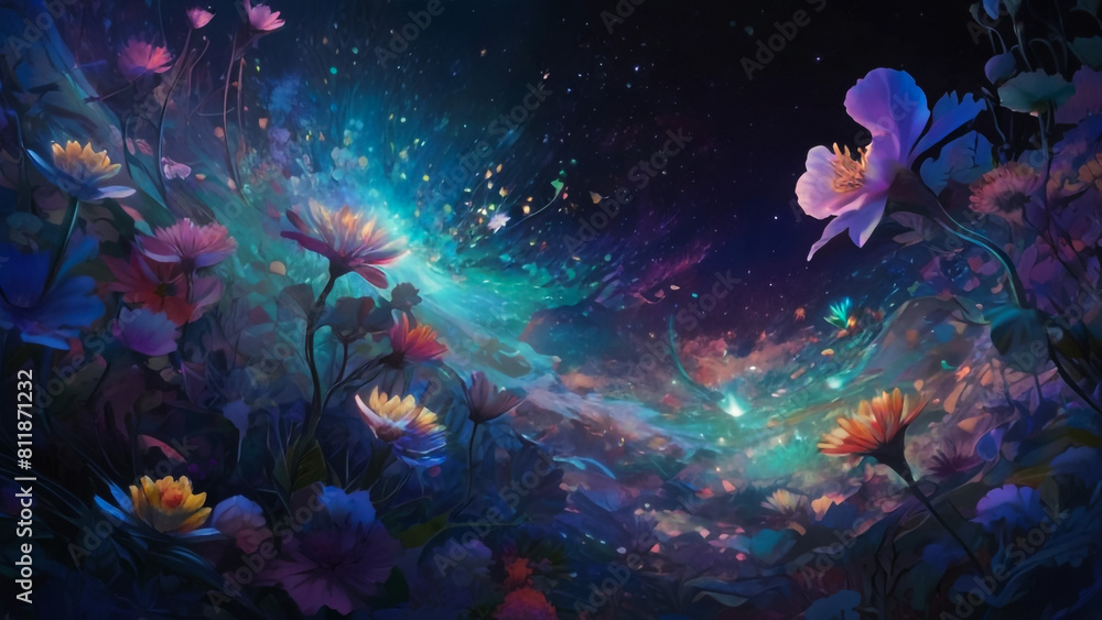A beautiful fairytale enchanted forest at night with a big moon in the sky illuminating trees and great vegetation.
A beautiful fairytale enchanted forest at night with a big moon in the sky illuminating trees and great vegetation.